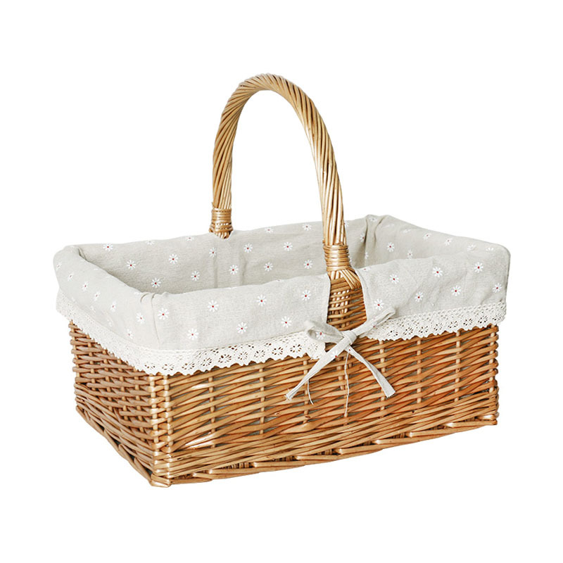 Cesta tejida hecha a mano japonesa cesta de picnic al aire libre almacenamiento fruta merienda pan cesta ratán cesta de mano cesta de verduras