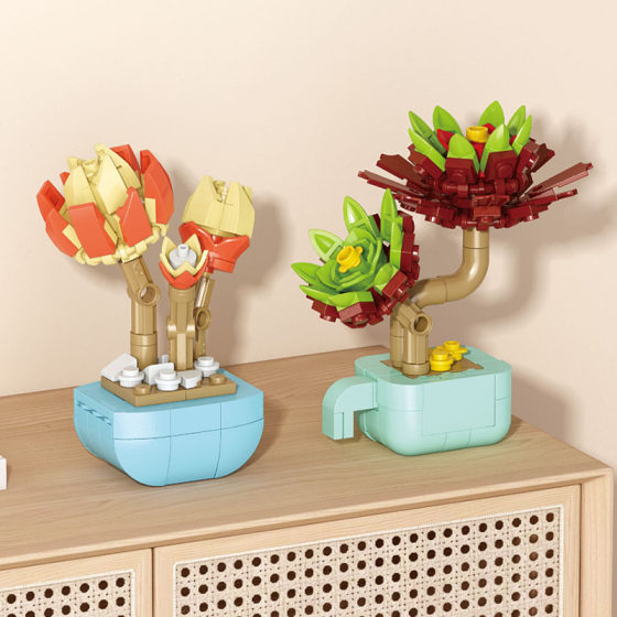 Compatible with Lego Fleshy Splicing Blocks Immortal Flower Bundle Potted Small Particles Assembled Children's Educational Toy Gift