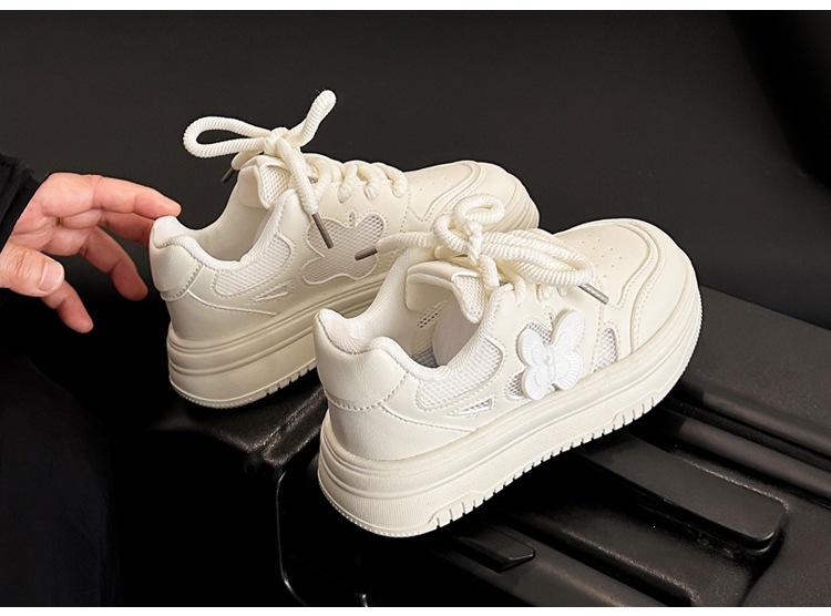 Atmungsaktive Weiße Sneaker Für Mädchen Leichte Freizeitschuhe_voghion.com