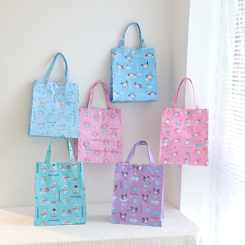 New cute Japanese waterproof cartoon portable lunch box bag bento bag doll pattern outing hand bag water bottle bag