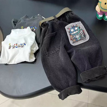 男童牛仔棉裤冬装2025新款宝宝三层加绒儿童夹棉一条过冬裤子时尚