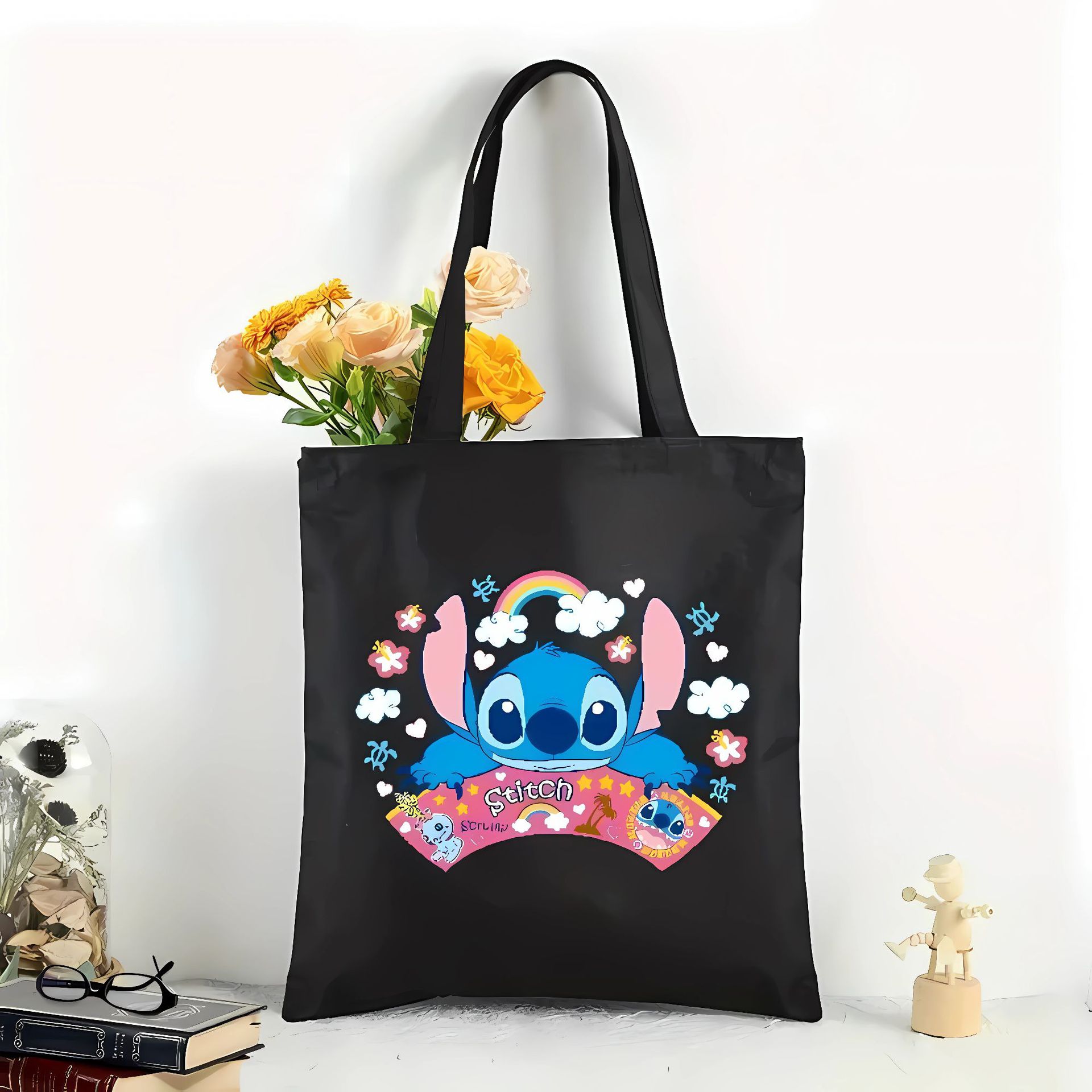 Bolsa de lona de impresión púrpura de pop transfronteriza, bolso de hombro de gran capacidad, portátil perfecto para compras