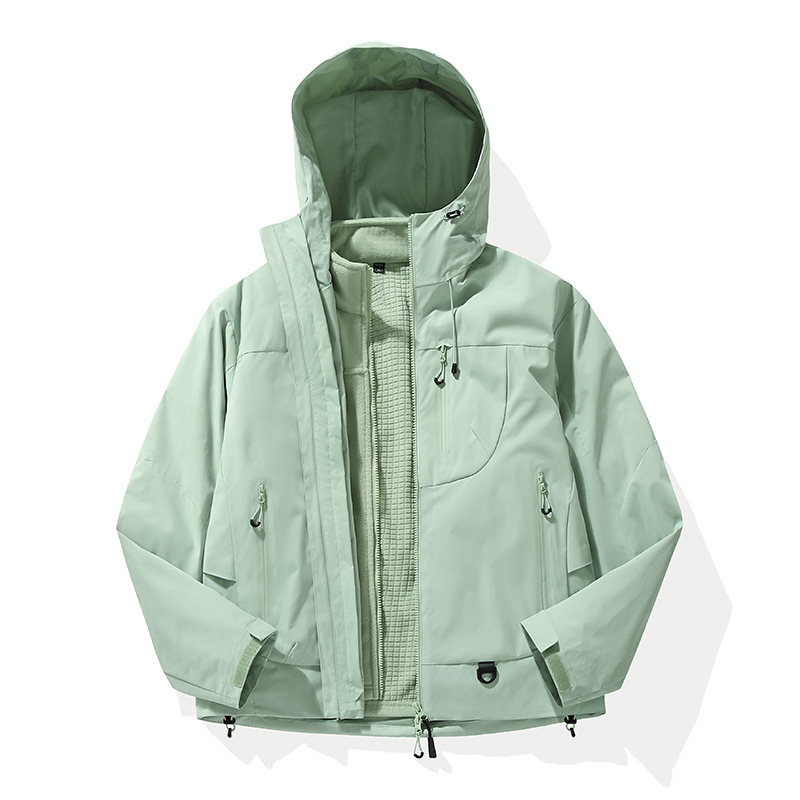 春秋雪霁黄登山服外套三合一可拆卸男女户外徒步防风防泼水冲锋衣|undefined