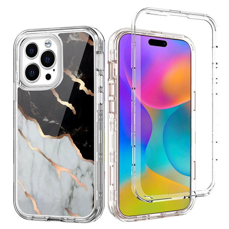 Совместимый с iPhone 17, чехол для телефона с мраморным покрытием Pro, 16 Pro Max, три в одном, защита от падений