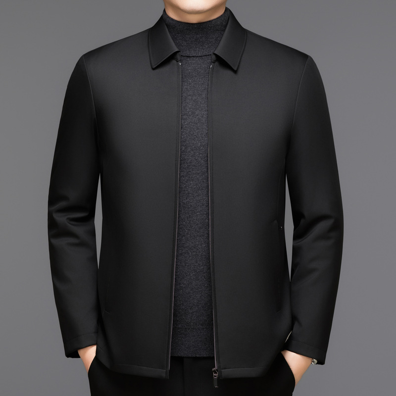 Men's cotton jacket with detachable lining, business style, autumn and winter, for middle-aged dads, with a turn-down collar, thickened, reversible jacket Men's cotton jacket with detachable lining, business style, autumn and winter, for middle-aged dads, with a turn-down collar, thickened, reversible jacket