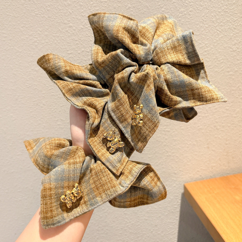 Coreano de alto nivel sensación de oso cuerdas de cabeza toallas de mujer anillo de cabello de intestino grande de invierno de otoño atado bola de cuero cabelludo cuerdas de cabello de cola de caballo