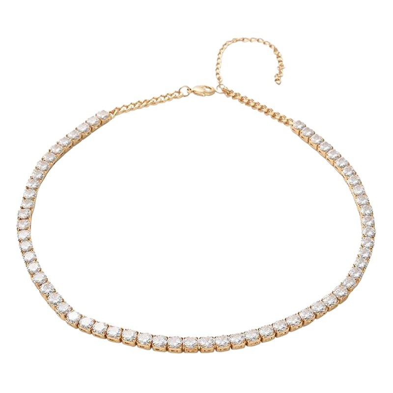 Cadena de tenis sencilla de moda europea y americana transfronteriza para hombre, collar de hip-hop con circonitas de 4 mm de una sola fila.