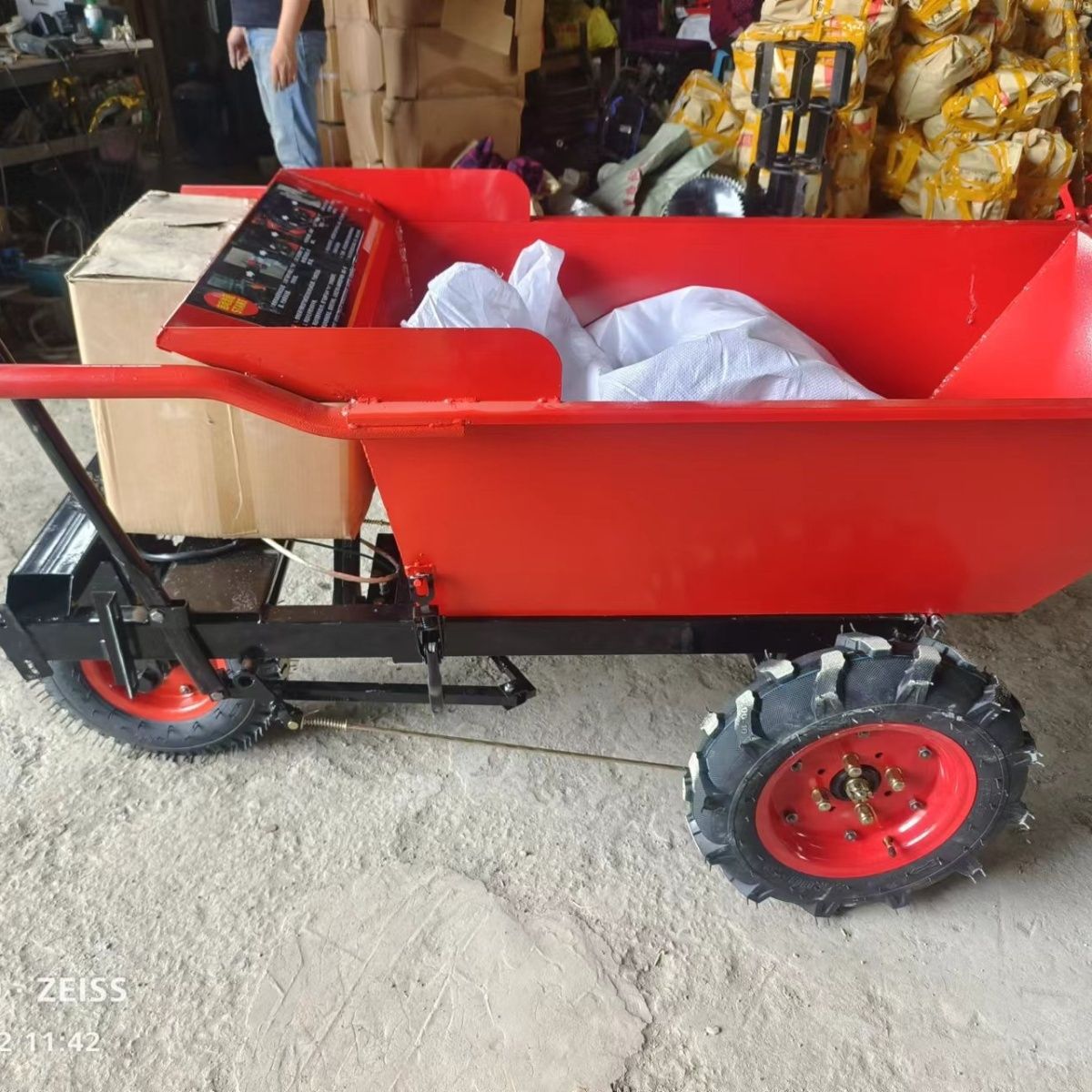 建筑工地三轮车汽油手推车电动灰斗车工程拉货平板车农用货垒德株