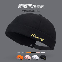 四季新款嘻哈地主帽男女潮流瓜皮帽无檐绣字母复古街头新时尚唐帽