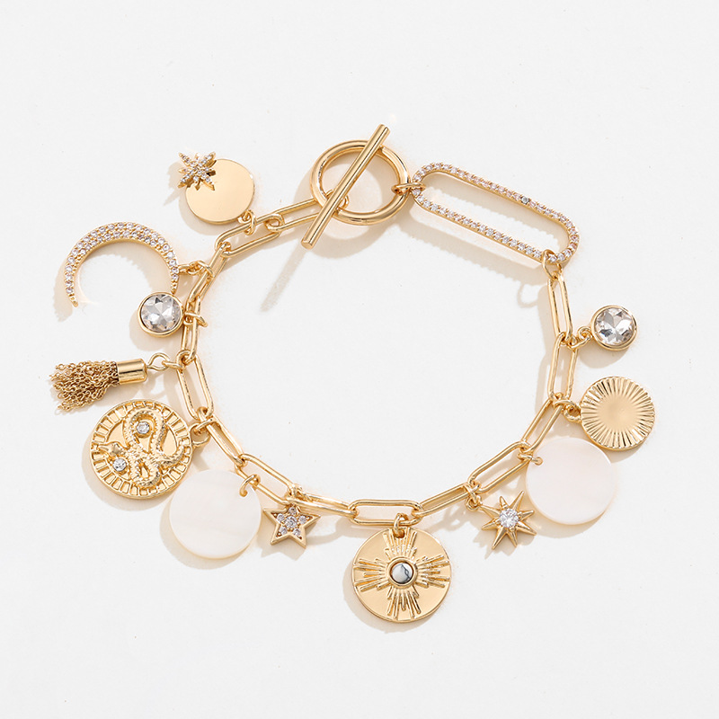 Kenjie diseño original europeo y americano moneda antigua colgante mujer transfronteriza cielo estrellado collar mágico pulsera pendientes traje femenino