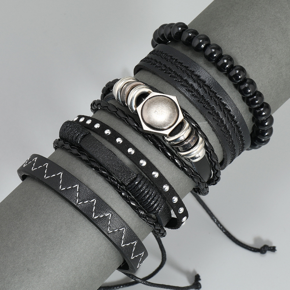 Fashion Geometric Pu Leather Knitting Unisex Bracelets