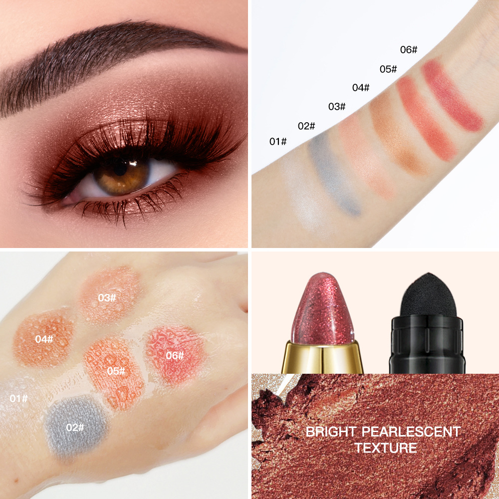 ibcccndc pearlescent eyeshadow stick with brush head, high-gloss earth Eyeshadow pen, double-headed eyeshadow stick undefined