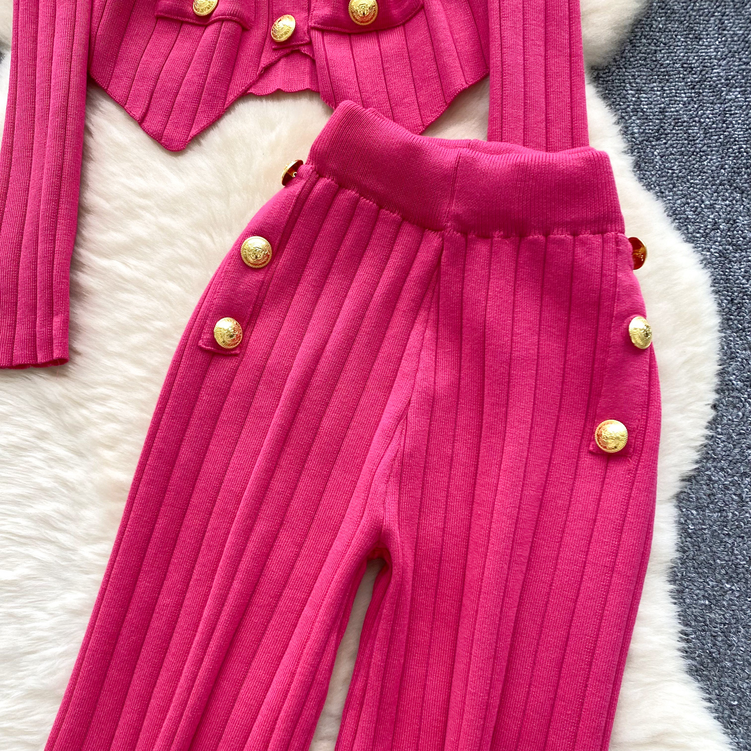 Damen Strickpullover Und Freizeithose Im Set Figurbetont_voghion.com