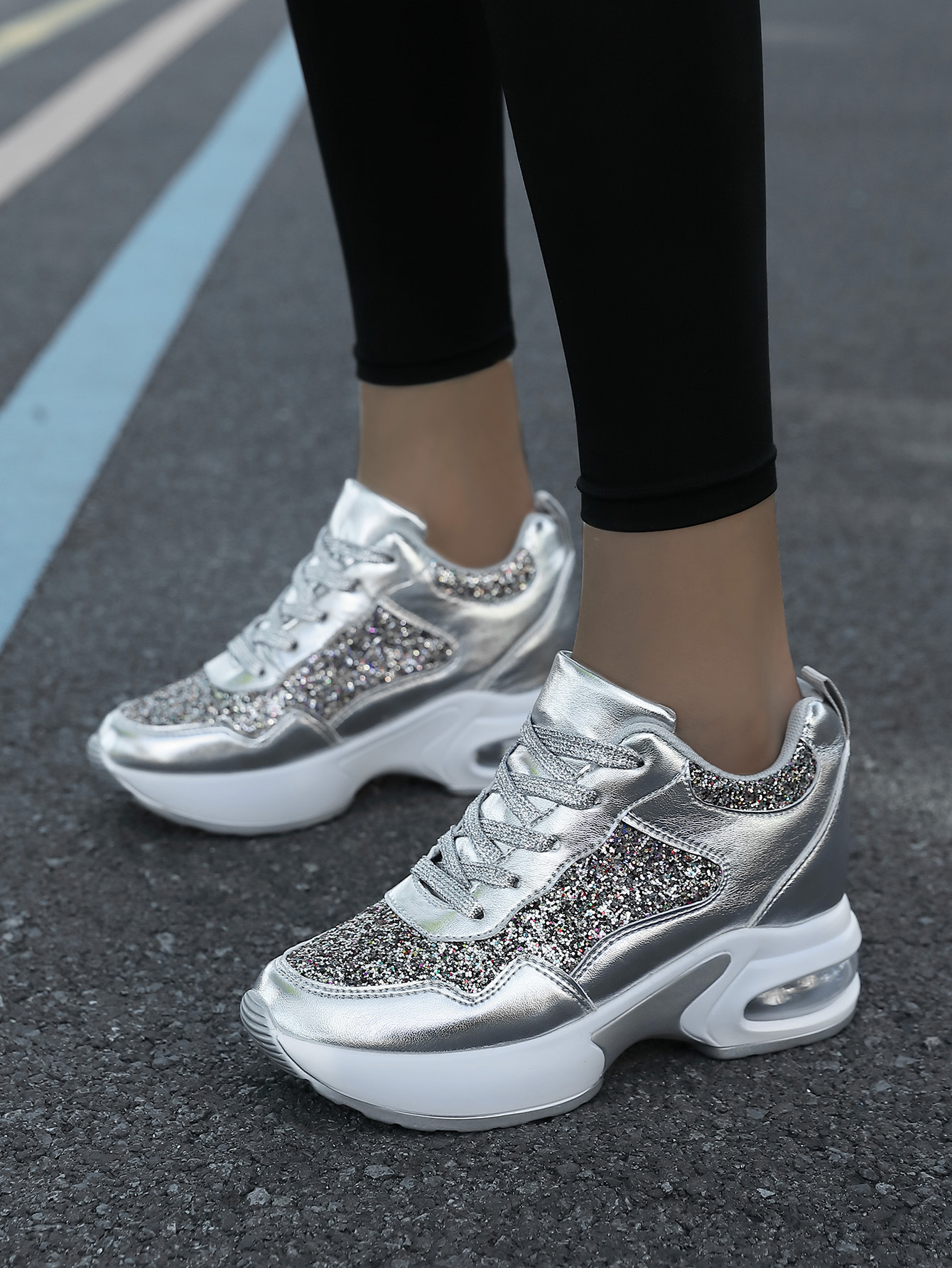 Damen Herbstmode All-in-One-Erhöhung Damenschuhe dicke Sohle Freizeitsportschuhe_voghion.com