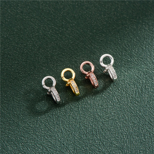 S925 Sterling Silver Diamond-encrusted Zircon Pendant Buckle Ping An Buckle Crystal Emerald Agate Buckle Necklace Connection Buckle DIY Accessories