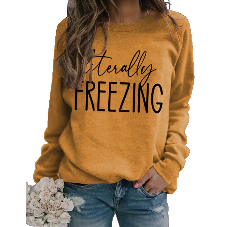 Literalmente Jersey simple cuello redondo en stock Top manga larga Amazon imprimir suéter suelto Comercio exterior transfronterizo