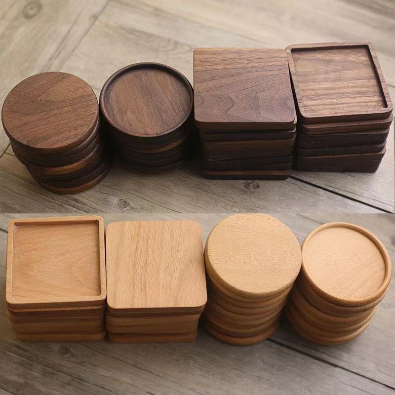木质杯垫创意木制日式茶道茶杯托榉木隔热垫胡桃木垫咖啡杯垫