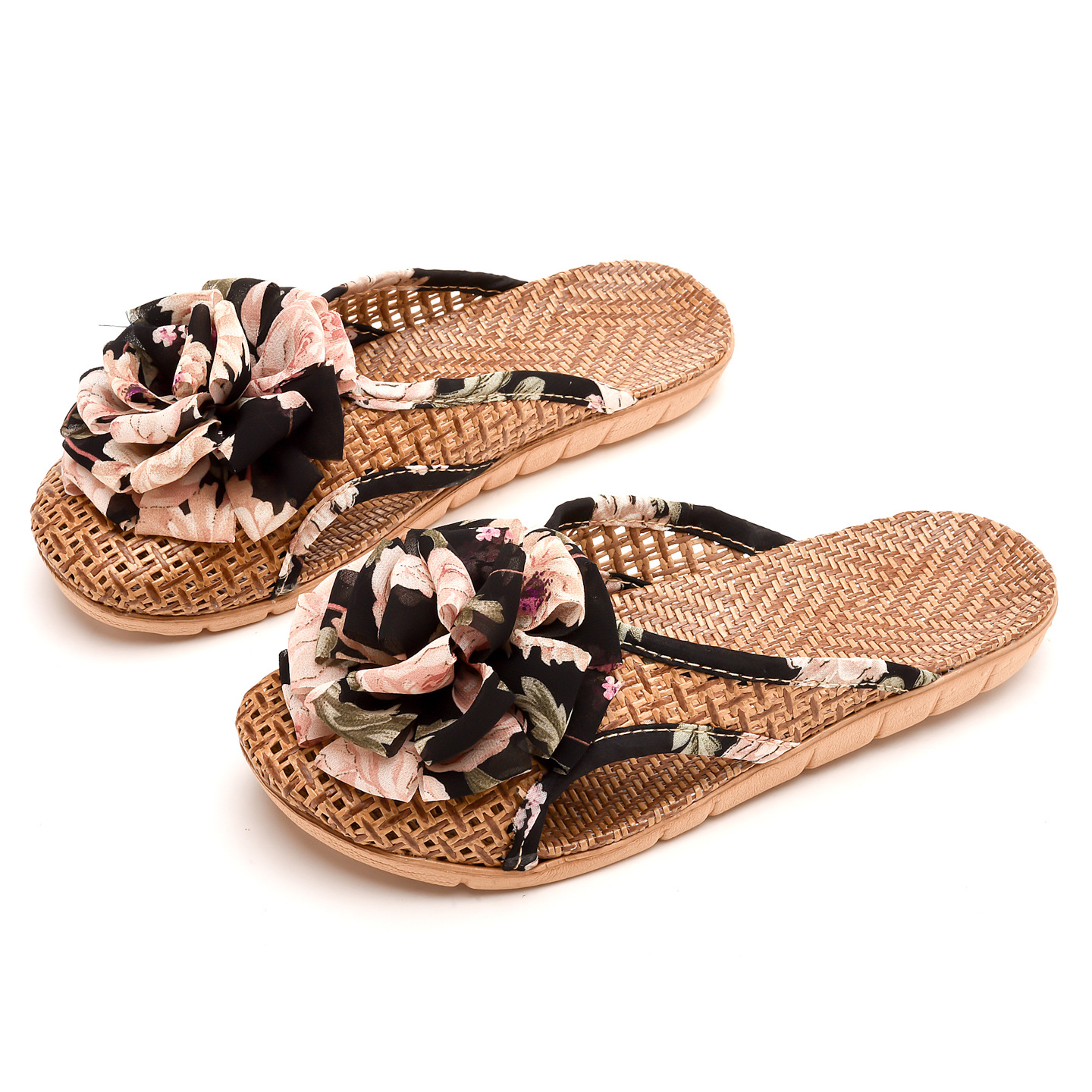 New Summer Rattan Floor Slippers For Use, Indoor Cool Bamboo Woven Straw Slippers, Non-slip Home Use_voghion.com