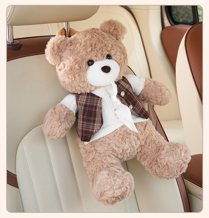 Cute Cartoon Car Tissue Box, High-End Tissue Hanging Bag, Creative Doll Car Hanging Tissue Box