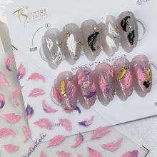 TENSOR新工艺5D薄韧立体美甲贴背胶指甲贴饰品TS-1916-渐变羽毛