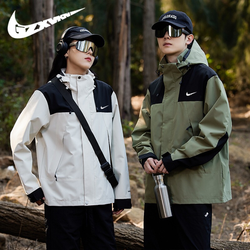 Men's 2024 Spring and Autumn Jacket Men's Single Layer Outdoor Coat Thin Color-block Mountaineering Suit Couple's Coat Women