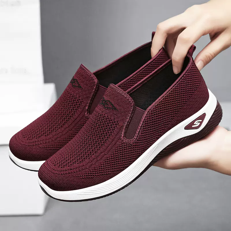 鞋子女鞋百搭新款跨境大码shoes批发飞织透气休闲鞋软底轻便单鞋