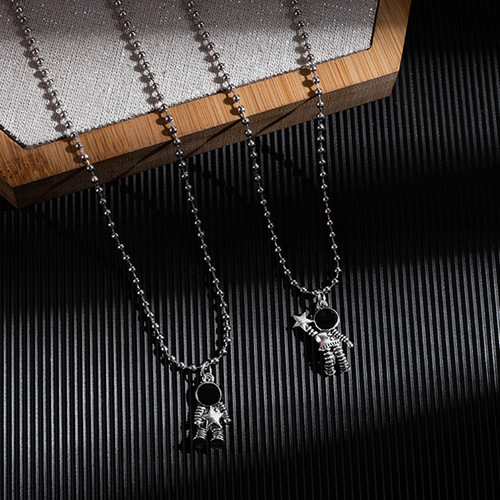A necklace for you with a design of a star picked from space, featuring an astronaut theme, perfect for women, as a humorous gift, a pendant chain accessory.