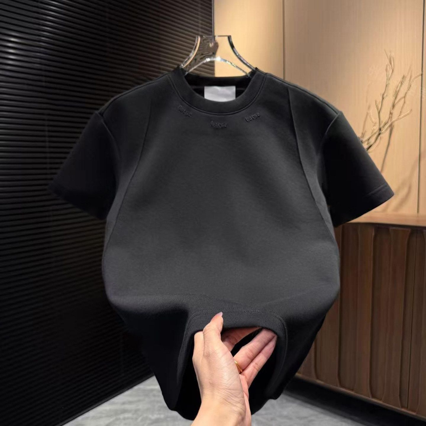 Men's Casual Crew Neck T-Shirt 2026 Spring Short Sleeve Patchwork Design Korean Style Simple Versatile Base Layer Embroidered_voghion.com