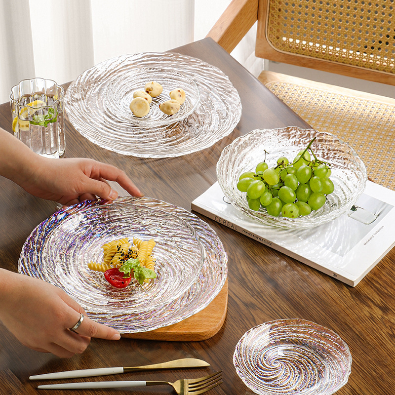 Canghai Glass Bowls and Plates for Home Use, Soup Bowls, Dessert Bowls, Salad Bowls, Light Luxury, High-End Feel, Shallow Plates, Snack Plates, Fruit Plates, Wholesale