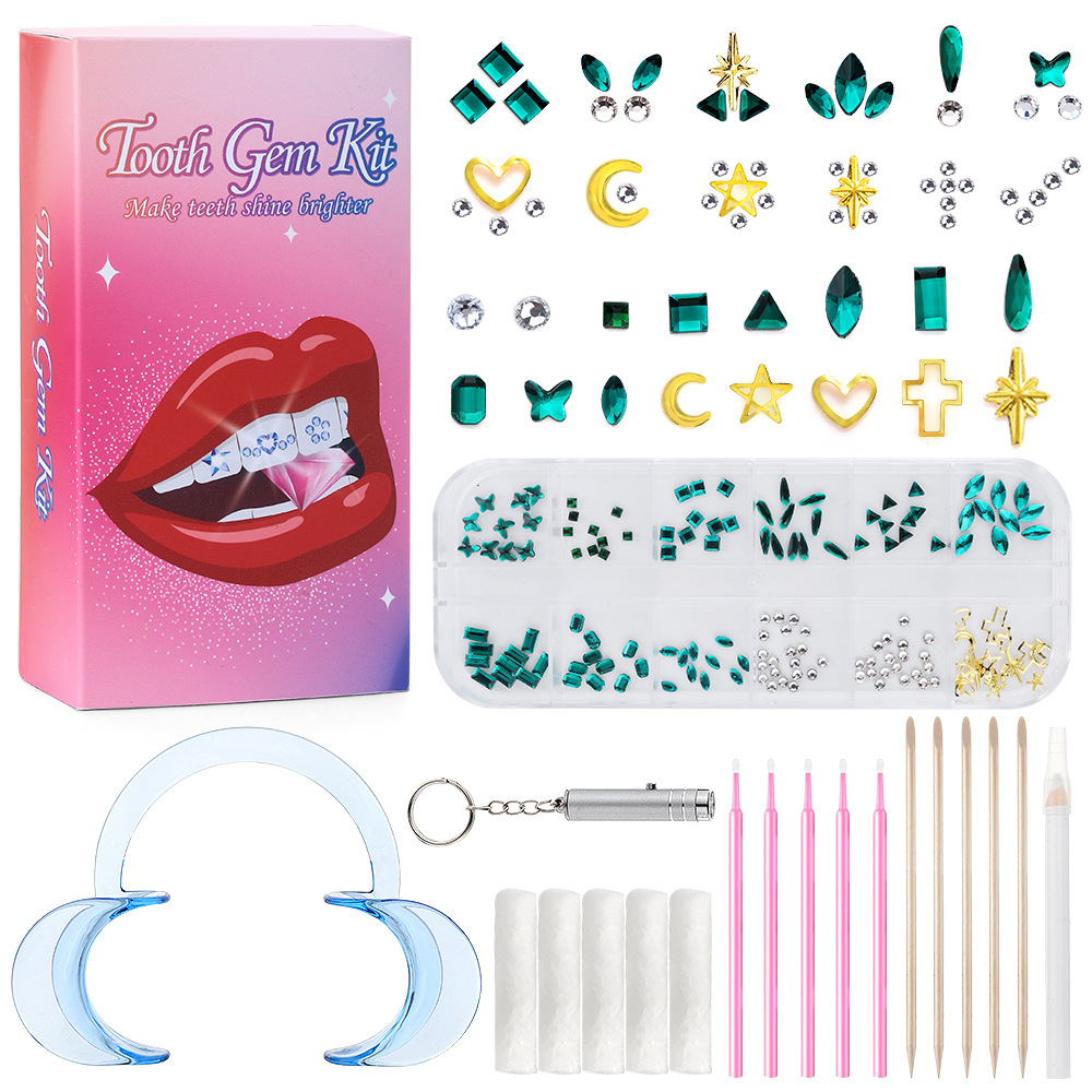 다크 그린 12 그리드 치과 드릴 세트 [컬러 박스 업그레이드는 접착제를 포함하지 않습니다]]