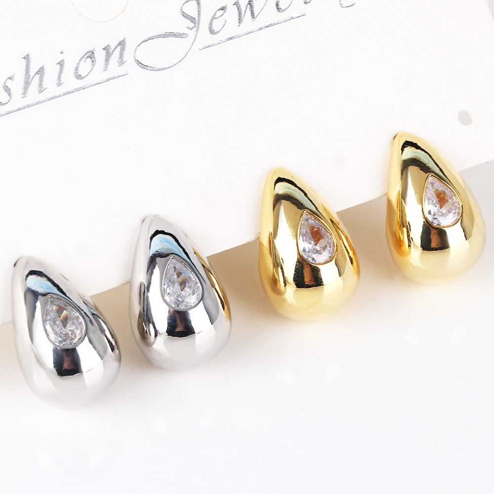 Copper glossy earrings drop-shaped