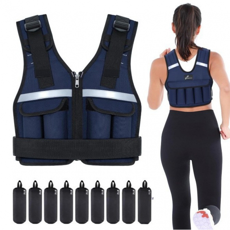 Inventario nuevo chaleco de peso ajustable chaleco de fitness más bolsas de brazo para correr chaleco deportivo de arena de hierro reflectante