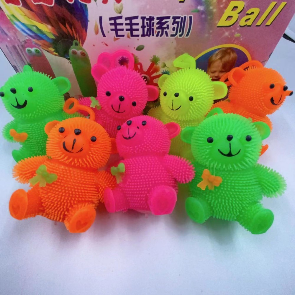 Animal de dibujos animados pellizco música elástico luminoso lindo oso de peluche flash bola de ventilación de descompresión puesto de regalo lote