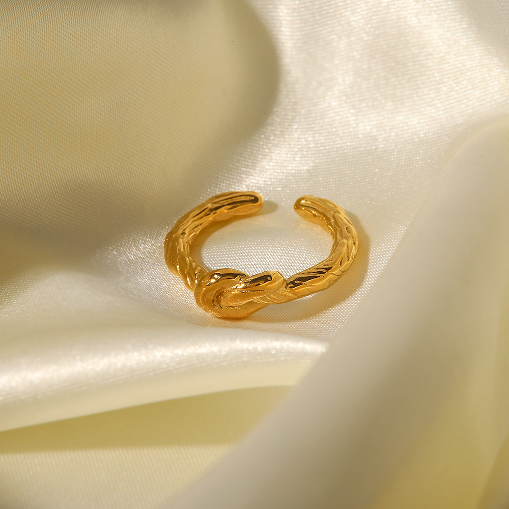 Retro Geometric Stainless Steel Gold Plated Open Ring