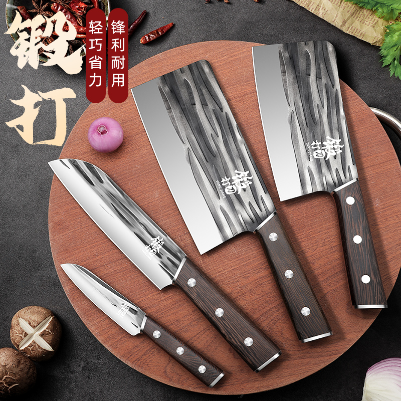 外贸龙泉菜刀家用切菜刀厨师切片刀手工锻打斩切两用礼品代发