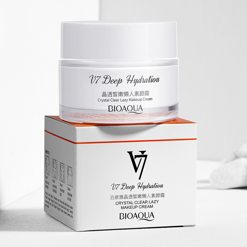 Boquanya cristal transparente tierna crema de cara perezosa ligero transpirable maquillaje natural corrector maquillaje nude v7 crema de cara