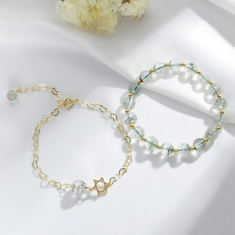 Natural Green Ghost Crystal Bracelet For Women Fashion Internet Celebrity Simple Temperament Niche Design Birthday Gifty Hand Jewelry