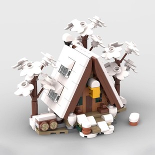 MOC-135179 Mini Winter Chalet Compatible Lego Assembled Building Blocks Toy Building Model Gift Ornaments