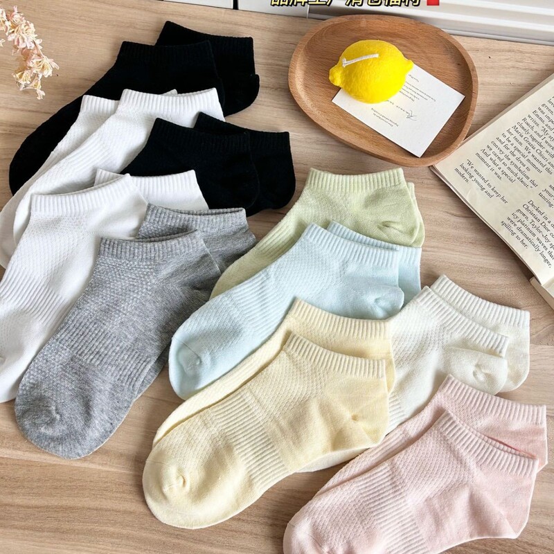 Women's Socks with Mint and Aloe Vera Essential Oils, Mesh Short Socks, Anti-Odor, Antibacterial, Unisex Cotton Socks, Breathable, Sweat-Absorbent, Non-Slip Boat Socks