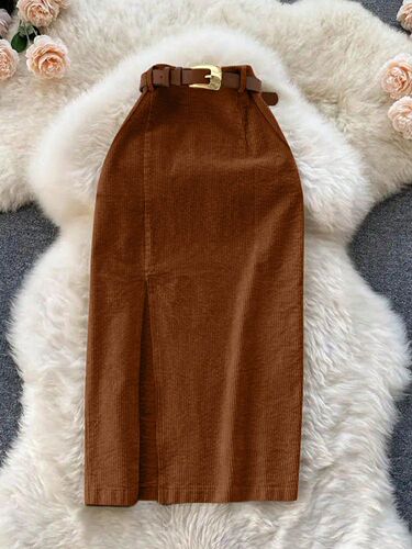 Amazon European and American cross-border women's clothing retro split skirt high waist slimming mid-long hip dress