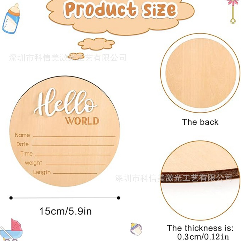 Hello World ハローワールド 木製赤ちゃん誕生記念プレート クロスボーダーホットセール 赤ちゃん写真小道具|undefined
