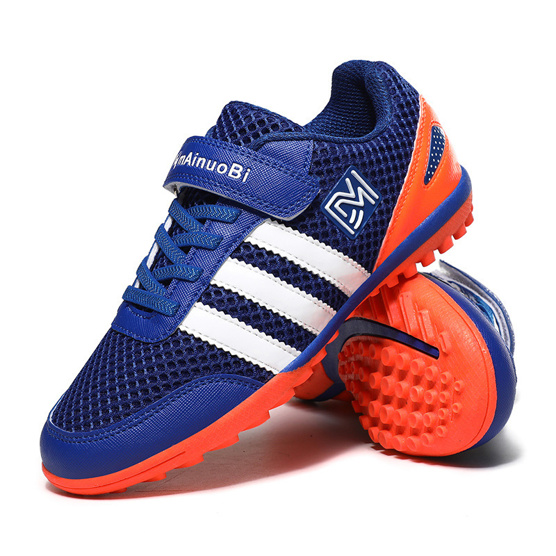 Summer mesh breathable children's football shoes Velcro training shoes primary school children's broken nail boys football shoes women Summer mesh breathable children's football shoes Velcro training shoes primary school children's broken nail boys football shoes women