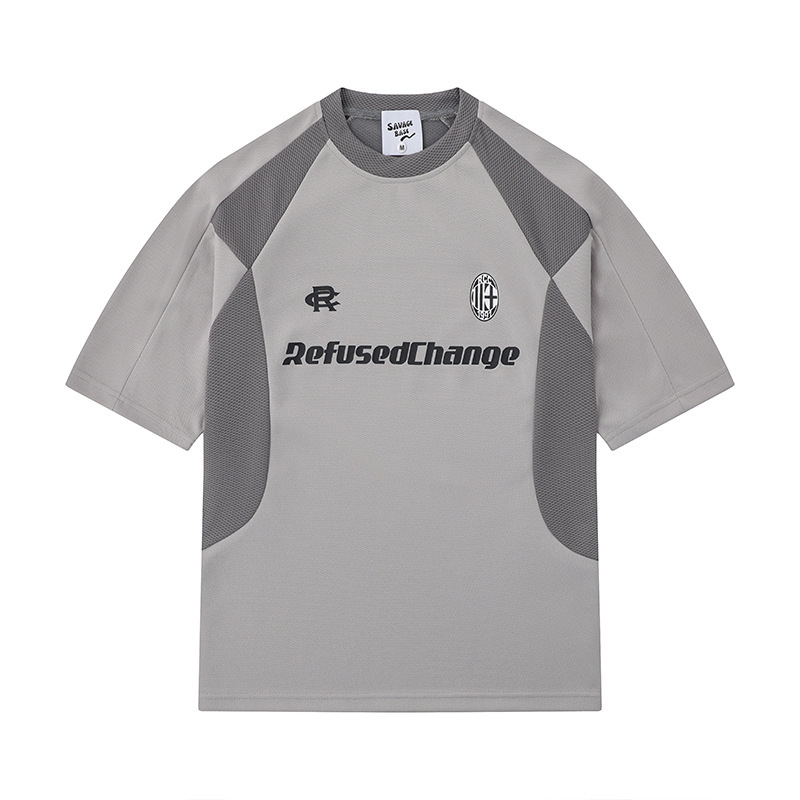 American retro high street sports style foam printed short-sleeved T-shirt men's loose Street half-sleeved shirt for 2024 summer fashion