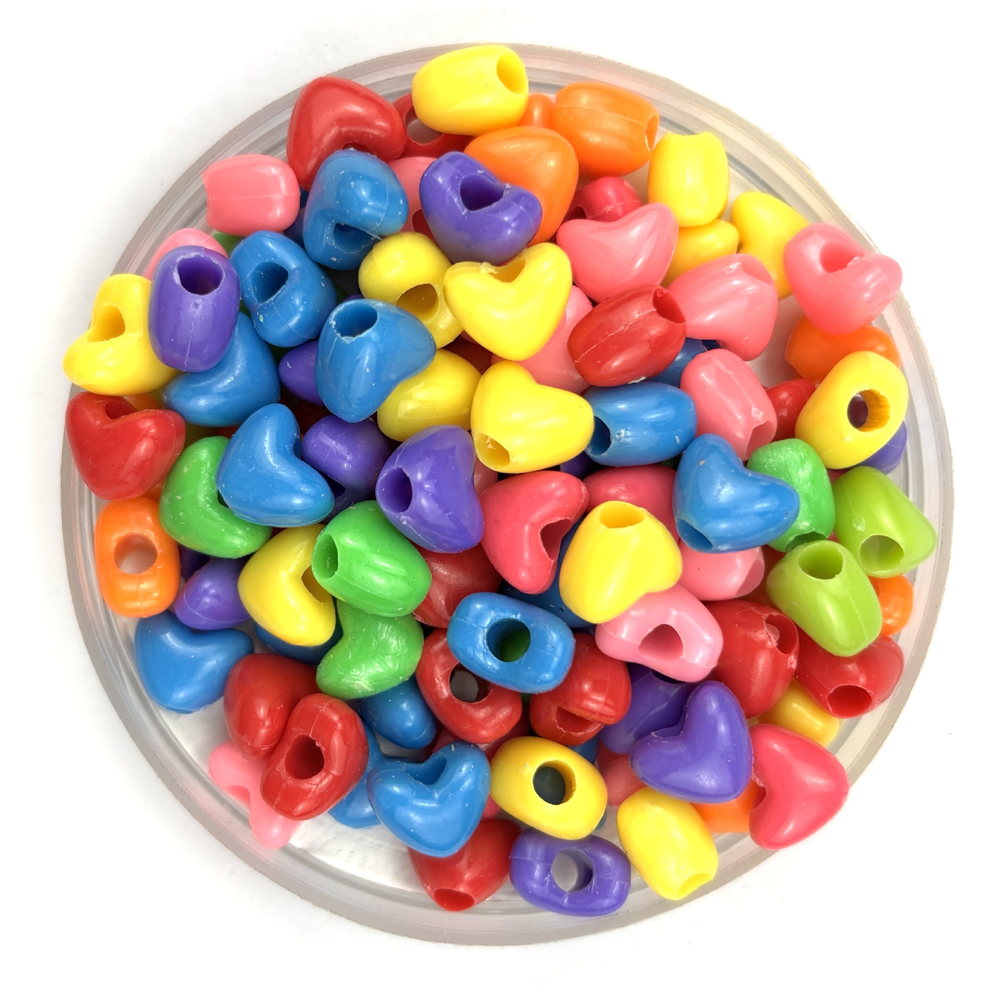 塑料大孔爱心珠 直孔桃心珠 春天色塑料珠4-16mmdiy手工串珠配件
