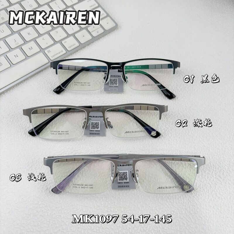 Mk1097 Large Size Comfortable Long Temple Pure Titanium Half-Frame Business Prescription Glasses Men's Eyeglass Frames Wholesale Mk1097 Large Size Comfortable Long Temple Pure Titanium Half-Frame Business Prescription Glasses Men's Eyeglass Frames Wholesale