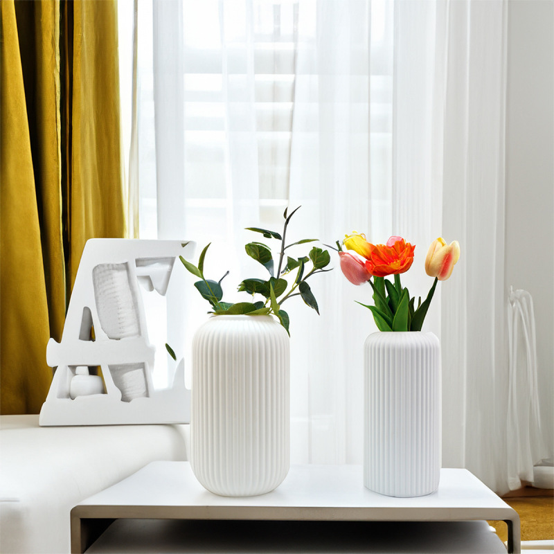 現代の模擬花花瓶ホームリビングルームシンプルなプラスチック装飾装飾品ラウンド口デスクトップフラワーアレンジメントクリエイティブ花瓶|undefined