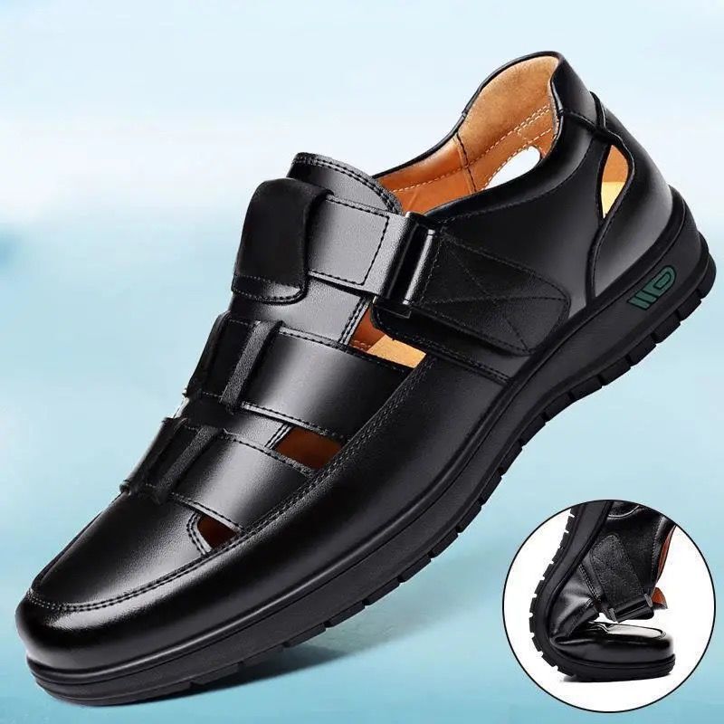 Summer Hollow Sandals Men Casual Breathable Soft Sole Soft Surface Hole Shoes Middle-aged Dad Shoes Wholesale Dropshipping