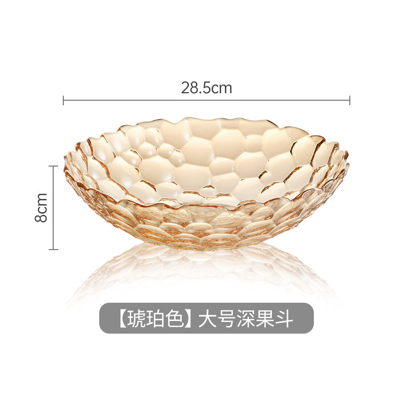 Plato de frutas de lujo ligero plato de frutas de vidrio creativo mesa de té de sala de estar doméstica moderna plato de frutas secas semillas de melón dulces platos de bocadillos