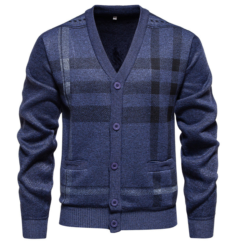 Herren Strickjacke Casual Einfarbig Gefüttert Winterpullover_voghion.com