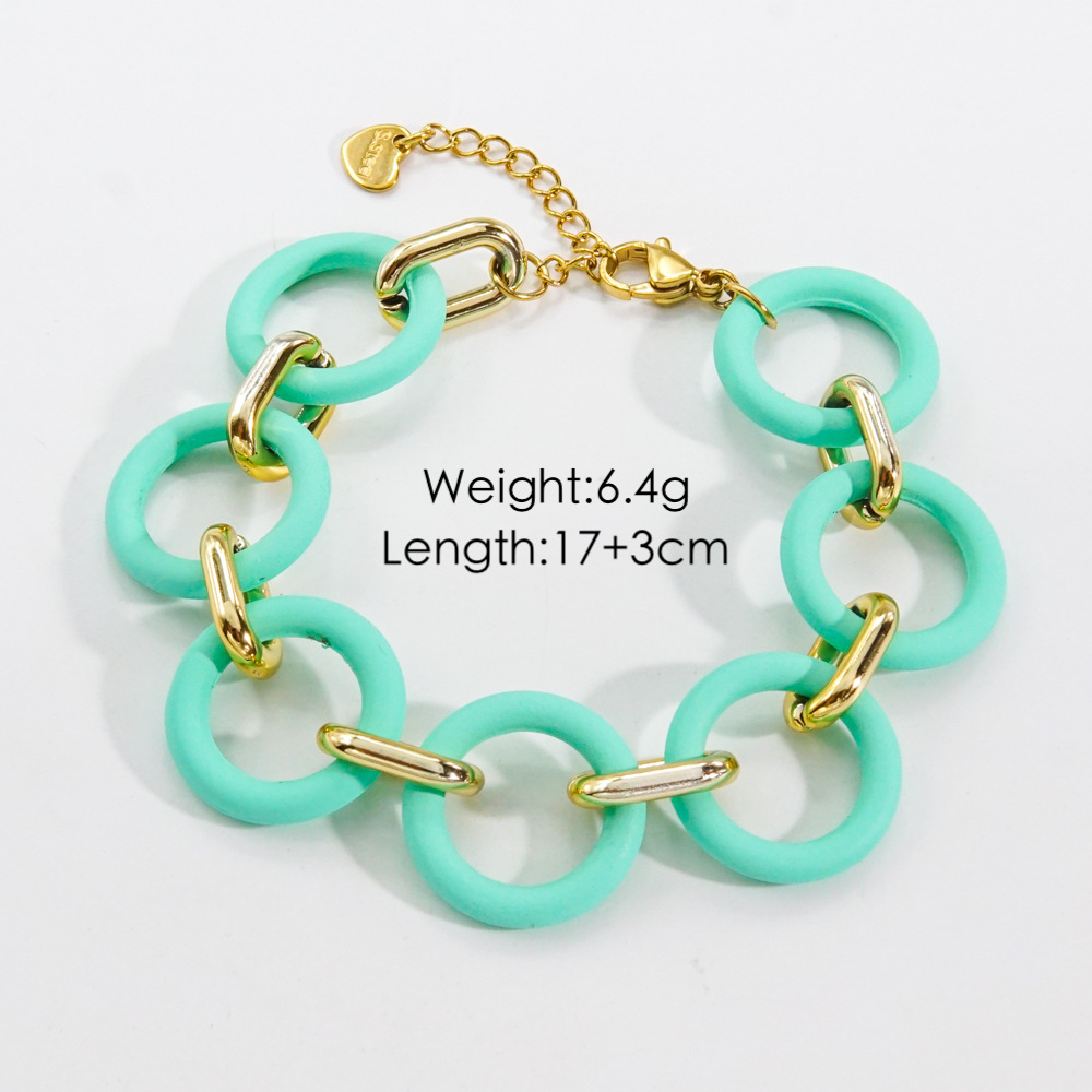 Street Occasion Stainless Steel, Arylic Material Solid Color Pattern PVD Coated Real Gold Plated Solid Color Stainless Steel Arylic Modern Style Waterproof Non Tarnish 304 Stainless Steel Bracelets